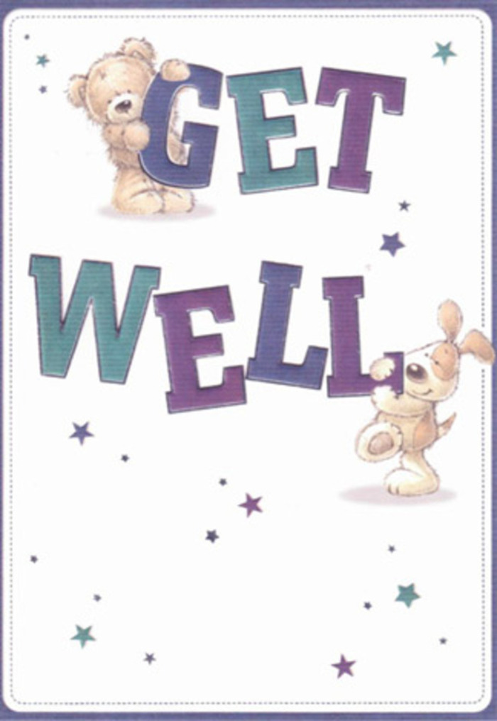 Capturing the essence of gentle encouragement, this get well card is a delight inspired by Feltham's neighbourly charm and the thoughtful touch familiar to Flower Delivery Feltham. At the heart of the scene, a plush bear and an affectionate puppy greet each other amid sparkling, star-shaped bursts reminiscent of wishful moments spent in Feltham's parks or bustling local cafes. The oversized, joyous letters spelling 'Get Well' are painted in gradients of velvety purple and tranquil blue-green, their confident curves rooted in a bright, airy background that feels as inviting as sunlight pouring through a shop window on Feltham High Street. Artistic skill shines in the renderings of the animals' plush textures-the bear's gentle fluff, the dog's velvety drooping ears-fostering a sense of comfort that transcends the page. Scattered stars in varying indigo and sapphire shades add a note of magic and new possibilities, casting a soft glow over the illustrations. This card evokes the feeling of arranging blossoms for a neighbour-delicately placing each flower to send encouragement and sincere care. Its playful innocence and genuine warmth create an emotional lift, ideal for both child and adult recipients alike. As the card blends vibrant colour, heartfelt message, and local spirit, it stands ready to offer not just a wish for swift recovery, but also a little slice of Feltham's unique kindness.